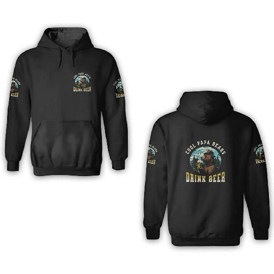 Cool Papa Bears Drink Beer 3D Hoodies