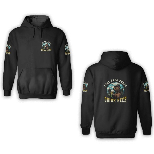 Cool Papa Bears Drink Beer 3D Hoodies