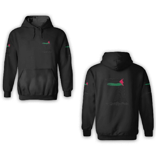 free palestine standing flag silhouette 3D Hoodies