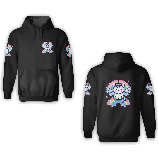 Angelic Kitten Above the Clouds 3D Hoodies