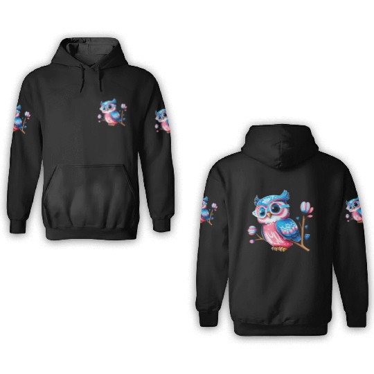 Red White and Blue Owl 3D Hoodies