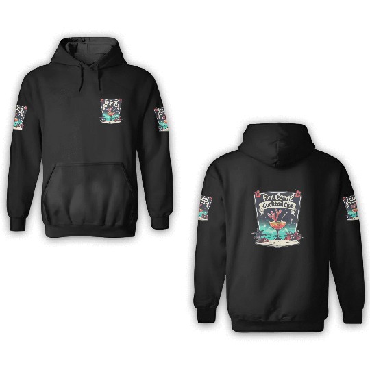 Fire Coral Cocktail Club 3D Hoodies