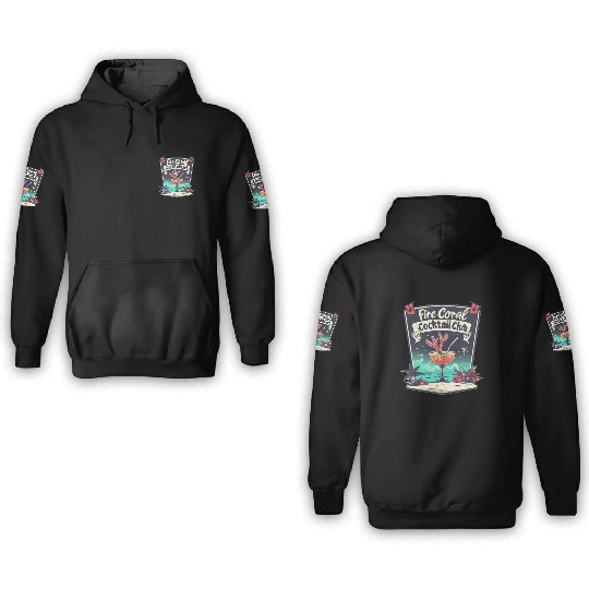 Fire Coral Cocktail Club 3D Hoodies