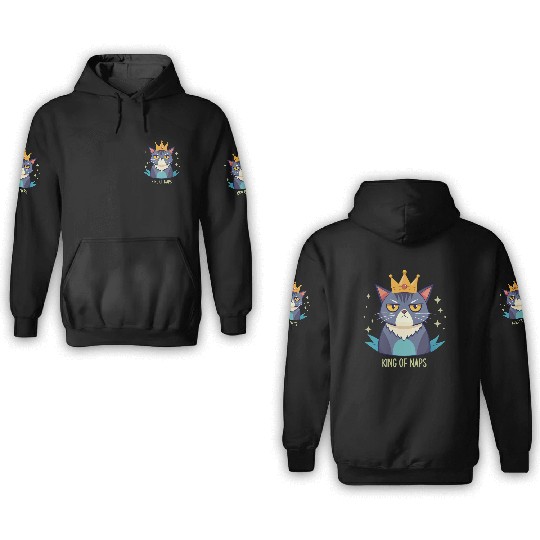 Grumpy King of Naps Cat 3D Hoodies