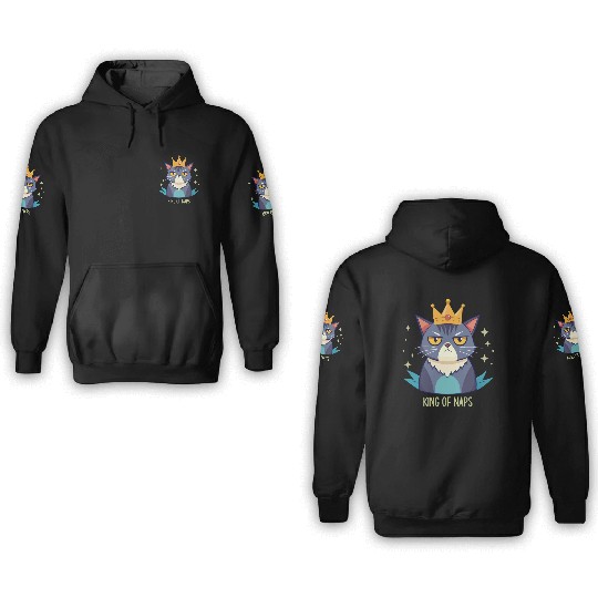 Grumpy King of Naps Cat 3D Hoodies