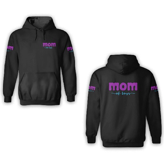 Mom of Boys in Teal and Purple 3D Hoodies