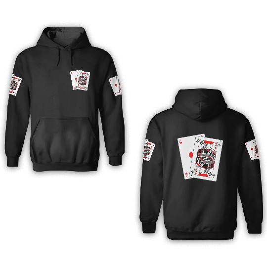 Two cards Blackjack 3D Hoodies