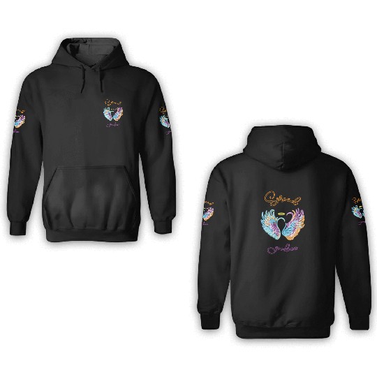 Neon angel wings with helo 3D Hoodies