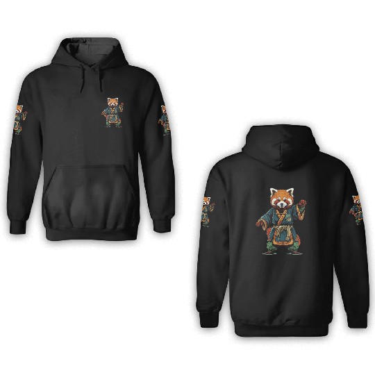 Red panda karate fighting style 3D Hoodies