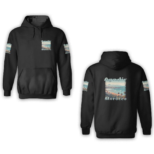 Agadir Morocco Beach Vacation Nature Palms 3D Hoodies