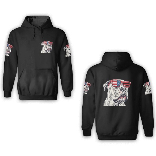 Dogo Argentino dog. 4th of July and memorial day 3D Hoodies