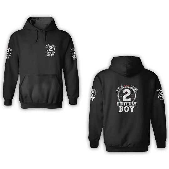 Kids 2nd Birthday Boy 2 Second Race Car Birthday 3D Hoodies