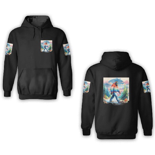 Bฺigfoot Wilderness Wanderer: Retro Ramble 3D Hoodies