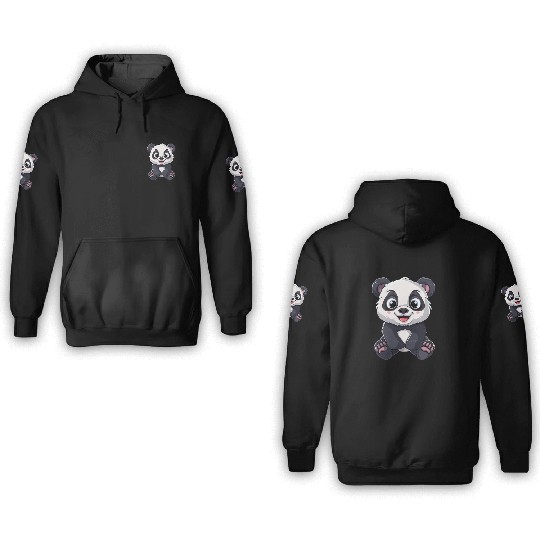 Adorable Panda Cub Portrait 3D Hoodies