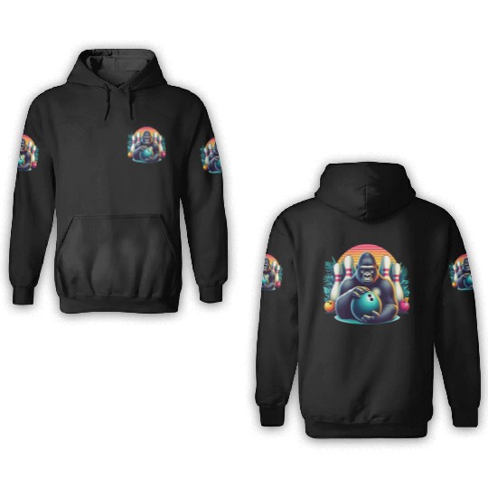 Gorilla Playing Bowling Animal Sports Lovers 3D Hoodies