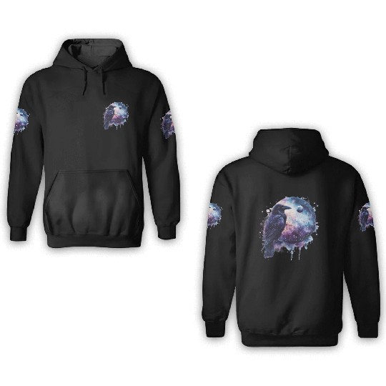 Celestial Raven Clipart Clipart, Crow Bird Witch 3D Hoodies