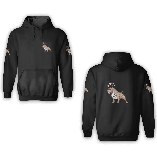 Gifts Dog Pitbull I Love Mom Tattoo Gift 3D Hoodies