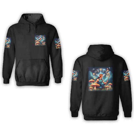 Sagittarius zodiac sign with mushrooms 3D Hoodies