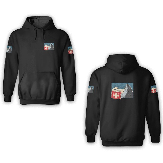 Vacation Skiing, Hiking, Mountain Switzerland 3D Hoodies