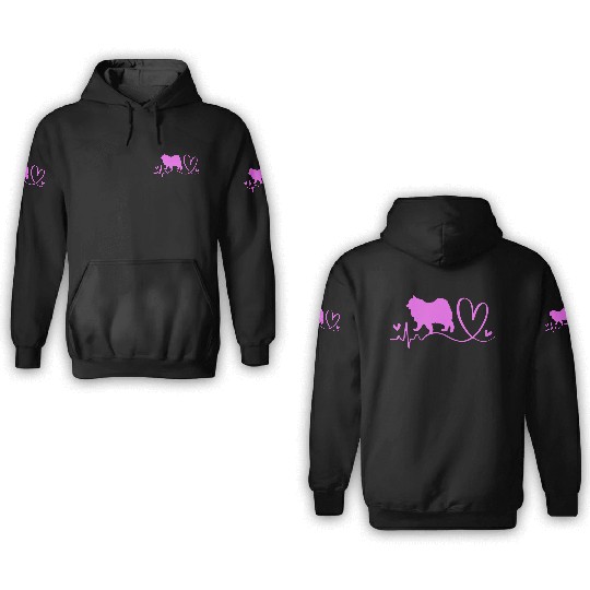 Dog Heartbeat I Love Samoyed 3D Hoodies