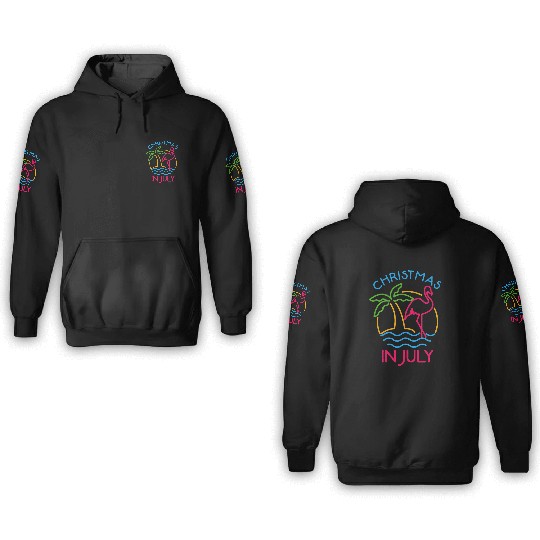 Christmas In July Pink Flamingo 3D Hoodies