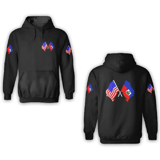 USA flag USA, Haiti flag 3D Hoodies