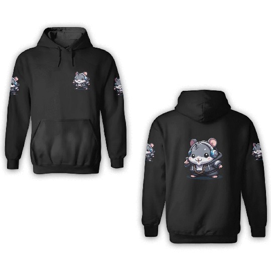 Gray Hip Hop Hamster 3D Hoodies