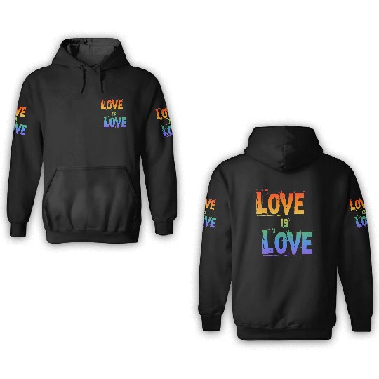 love is love letter rainbow colored 3D Hoodies