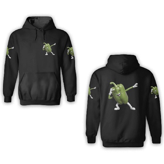 Green Bell Pepper Dabbing Realistic 3D Hoodies