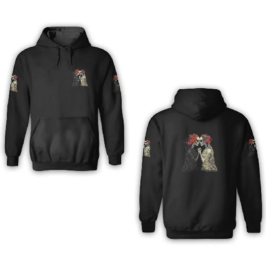 Lesbian Couple Skeletons Kissing LGBTQ Pride 3D Hoodies