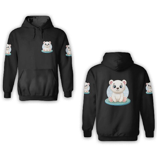 polar bear cub 3D Hoodies