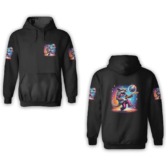 Disco Ball Guitar Armadillo 3D Hoodies