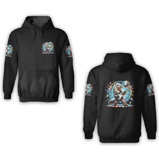 Disco Ball Guitar Ferret 3D Hoodies