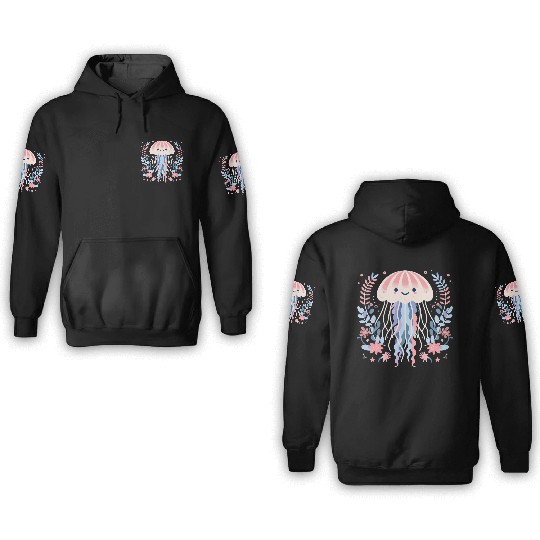 Floral Jellyfish Delight 3D Hoodies