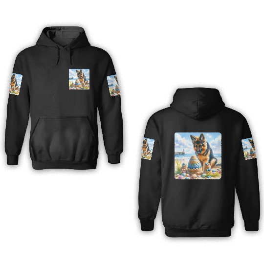 German Shepherd Building Festive Sandcastle 3D Hoodies