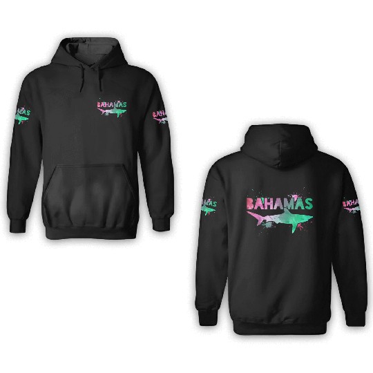 Bahamas Shark Watercolor Souvenir 3D Hoodies