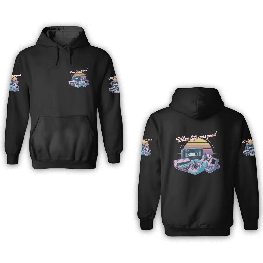 80's When Life was Good Gadgets in Synthwave 3D Hoodies