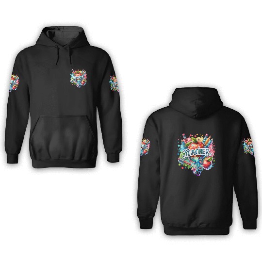 Colorful Back To School Teacher and Octopus 3D Hoodies