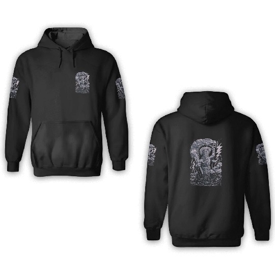 Maya God Mayan Mythology Chaac with Lightning and 3D Hoodies