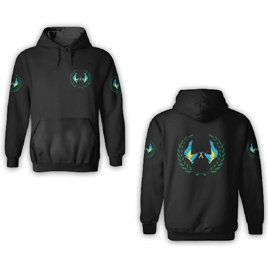 Flags Bahamas in laurel wreath 3D Hoodies