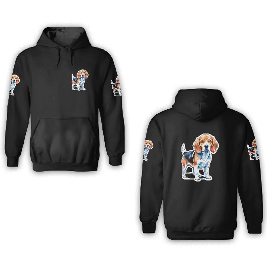 Beagle Watercolor 3D Hoodies