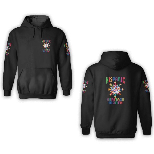Hispanic Heritage Month Kids Countries Flags World 3D Hoodies