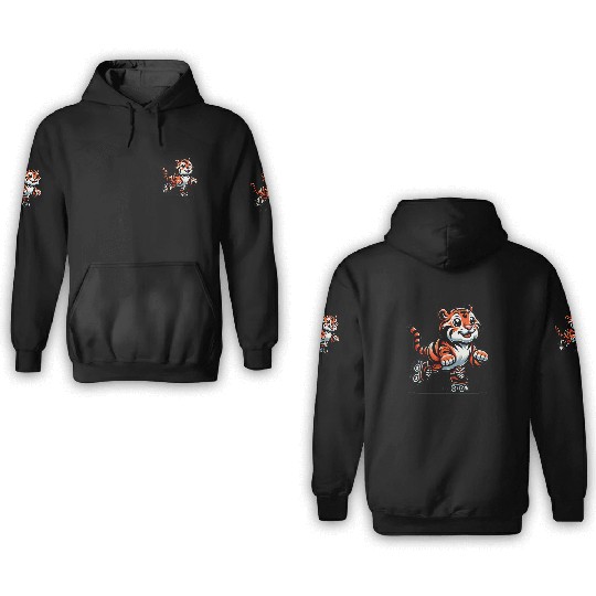 Cute Inline Skater Tiger 3D Hoodies