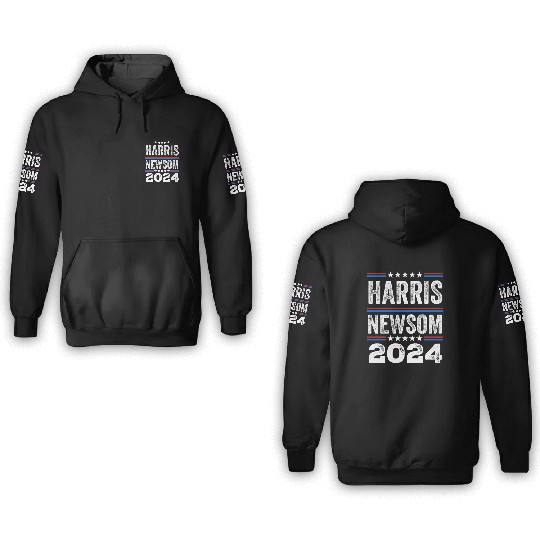 Kamala Harris Newsom 2024 US Election Democrat 3D Hoodies