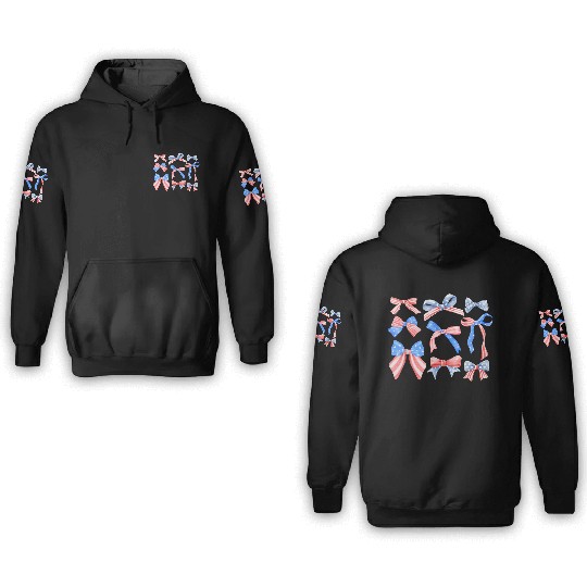 Red White Blue American Coquette 3D Hoodies
