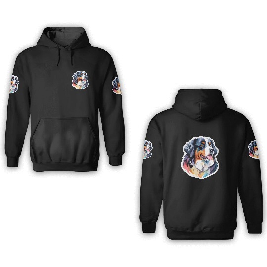 Bernese Mountain Dog Watercolor 3D Hoodies