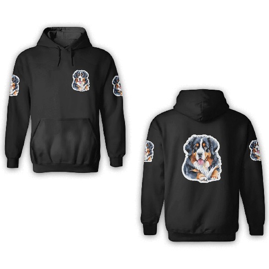 Bernese Mountain Dog Watercolor 3D Hoodies