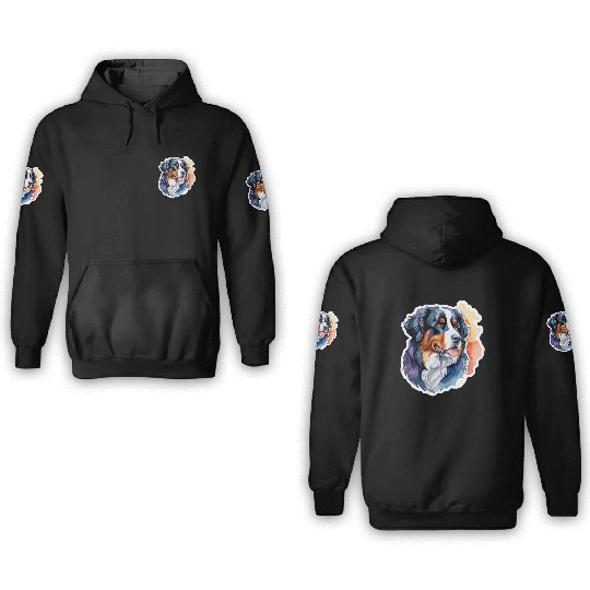 Bernese Mountain Dog Watercolor 3D Hoodies