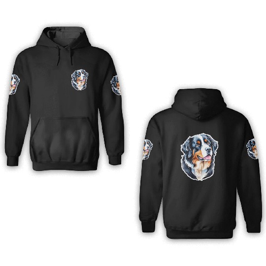 Bernese Mountain Dog Watercolor 3D Hoodies