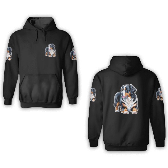 Bernese Mountain Dog Watercolor 3D Hoodies
